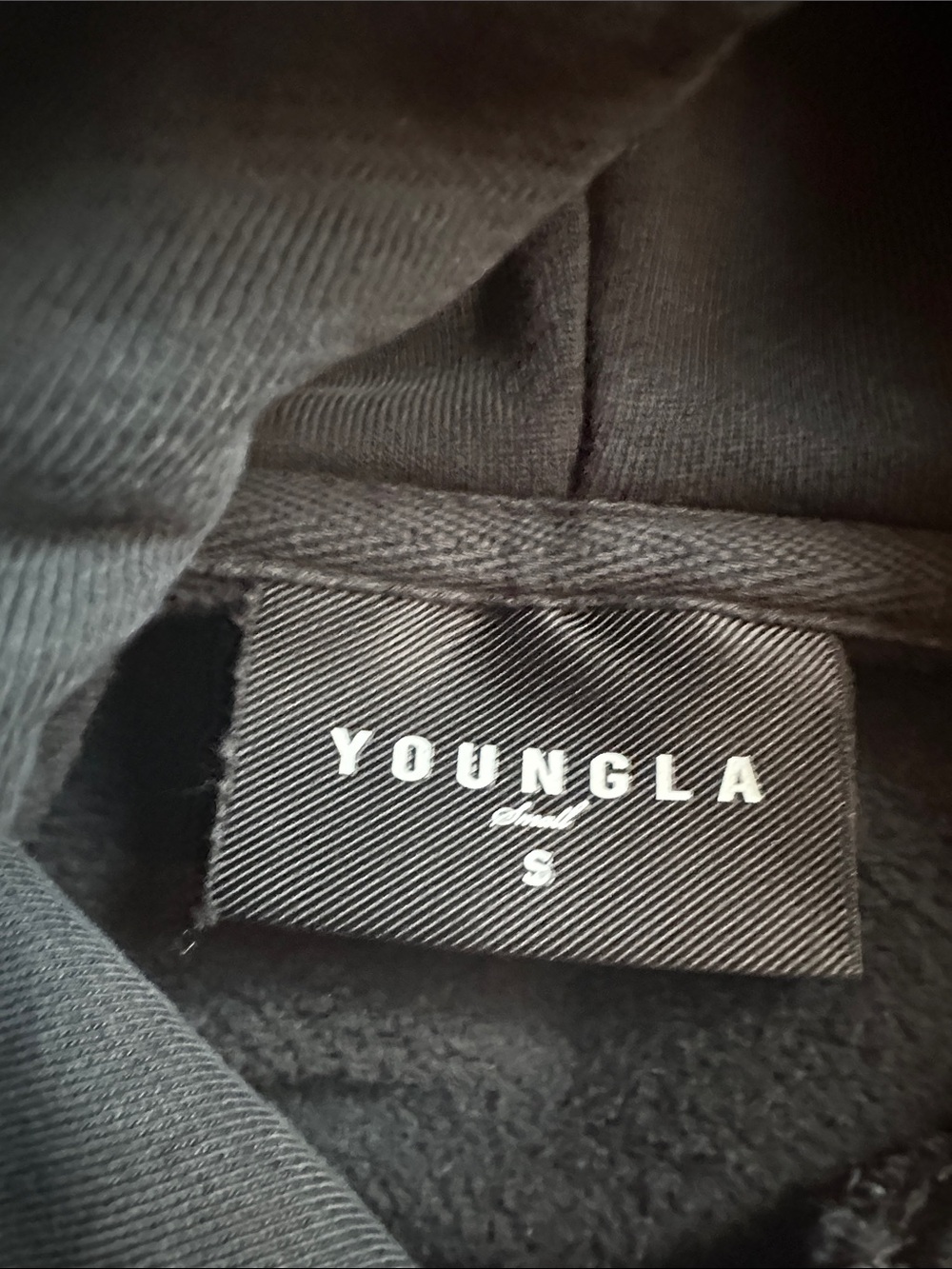 YoungLA Black Pullover Hoodie with Small Gold Logo - Picture 2 of 6